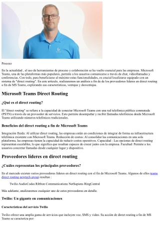 Análisis  con el fin de : Proveedores líderes en direct routing  a fin de MS Tea