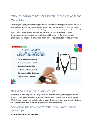 Why Stethoscopes Are Still Essential in the Age of AI and Wearables