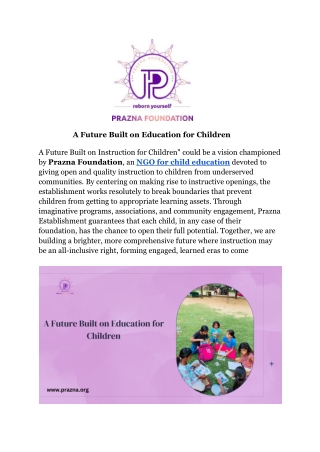 A Future Built on Education for Children