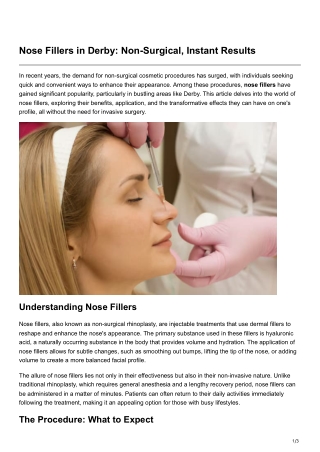 Nose Fillers in Derby Non-Surgical Instant Results
