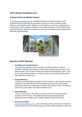 UPVC Window Installation porur