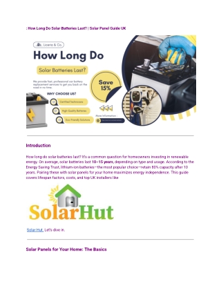 How Long Do Solar Batteries Last  Solar Panel Guide UK