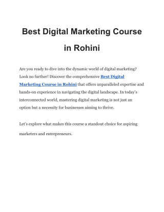 Digital Marketing Course in Rohini
