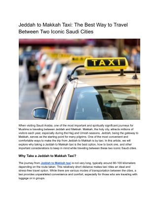 jeddah to makkah taxi