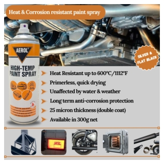 AerolⓇ High-Temp Paint Spray, Grade 6351 (Silver) & 6352 (Flat Black)