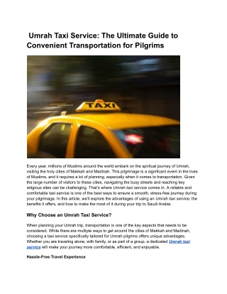 umrah taxi service