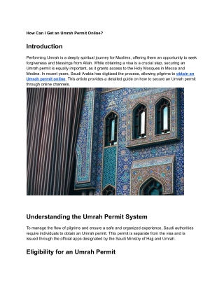 How Can I Get an Umrah Permit Online