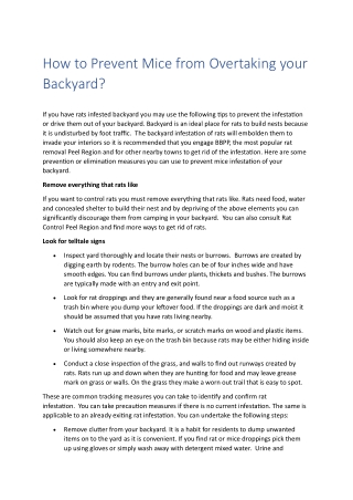 How to Prevent Mice from Overtaking your Backyard