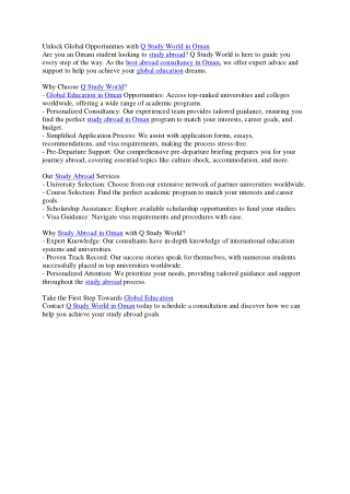 Unlock Global Opportunities with Q Study World in Oman