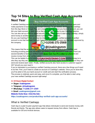 Top 14 Sites to Buy Verified Cash App Accounts Next Year