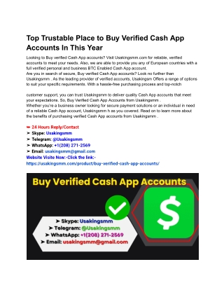 Top Trustable Place to Buy Verified Cash App Accounts In This Year