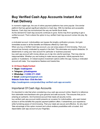 Buy Verified Cash App Accounts Instant And Fast Delivery