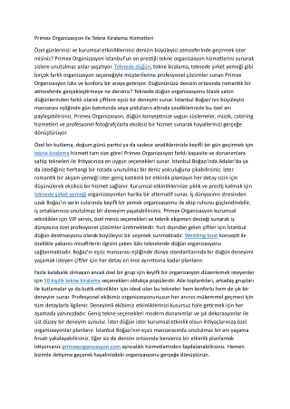 Primex Organizasyon ile Tekne Kiralama Hizmetleri