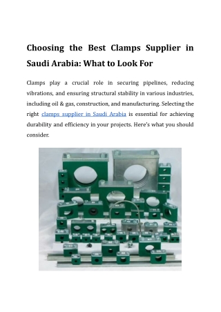 Choosing the Best Clamps Supplier in Saudi Arabia_ What to Look For