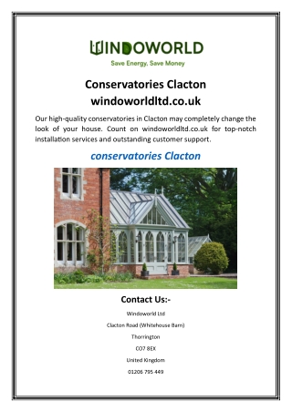 Conservatories Clacton  windoworldltd.co.uk