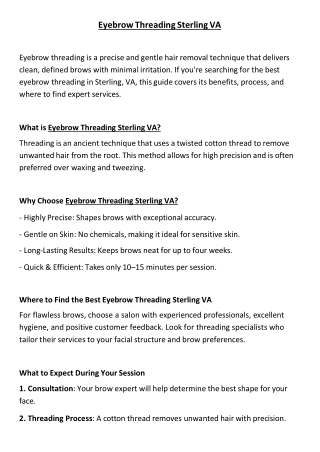 Eyebrow Threading in Sterling