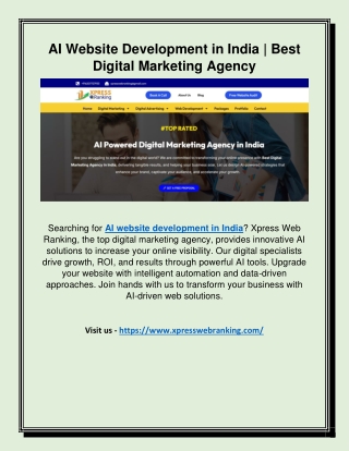 AI Website Development in India | Best Digital Marketing Agency