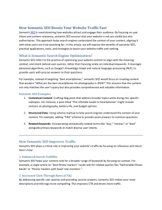 Benefits of Semantic SEO for Website Traffic