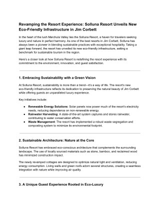 Revamping the Resort Experience_ Solluna Resort Unveils New Eco-Friendly Infrastructure in Jim Corbett