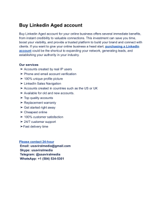 Buy Linkedin Accounts - PVA, Aged & Bulk (Instant Delivery)
