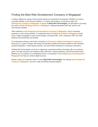 Finding the Best Web Development Company in Mogappair