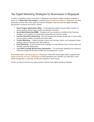 Top Digital Marketing Strategies for Businesses in Mogappair