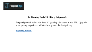 Pc Gaming Deals Uk  Forgedrigs.co.uk