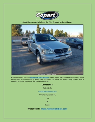 Autobidinfo: Accurate Salvage Car Price Analysis for Smart Buyers