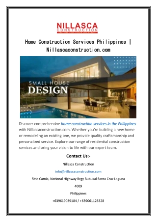 Home Construction Services Philippines  Nillascaconstruction