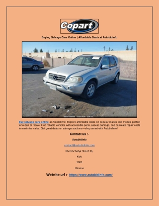 Buying Salvage Cars Online | Affordable Deals at Autobidinfo