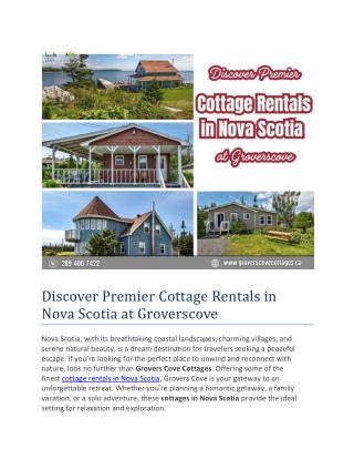 Discover Premier Cottage Rentals in Nova Scotia at Groverscove