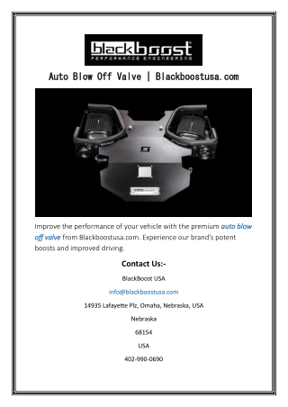 Auto Blow Off Valve  Blackboostusa