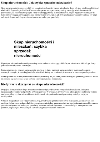 Skup nieruchomości: Jak błyskawicznie sprzedać mieszkanie?