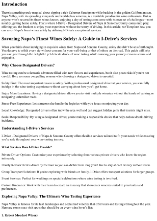 Savoring Napa's Finest Wines Safely: A Guide to I-Drive's Services