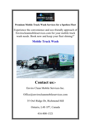 Premium Mobile Truck Wash Services for a Spotless Fleet