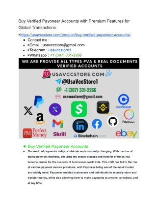 Top 10 Site To Buy Verified Payoneer Accounts in 2025
