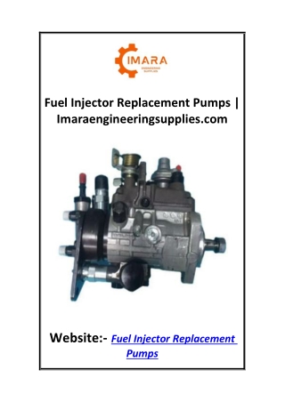 Fuel Injector Replacement Pumps  Imaraengineeringsupplies.com