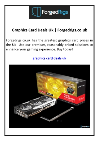 Graphics Card Deals Uk  Forgedrigs.co.uk