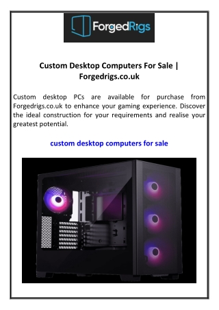 Custom Desktop Computers For Sale  Forgedrigs.co.uk