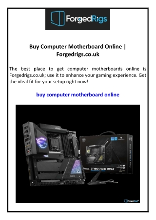 Buy Computer Motherboard Online  Forgedrigs.co.uk