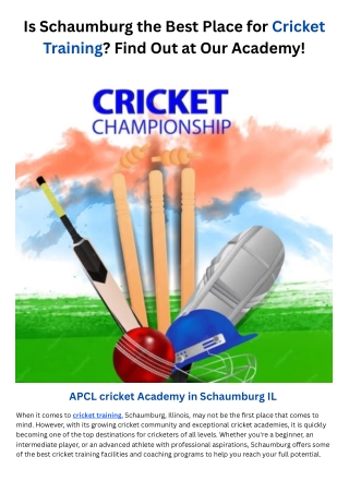 Is Schaumburg the Best Place for Cricket Training Find Out at Our Academy!