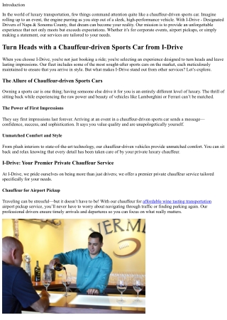 Turn Heads with a Chauffeur-driven Sports Car from I-Drive