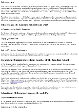 “Highlighting Success Stories from Families at The Goddard School”