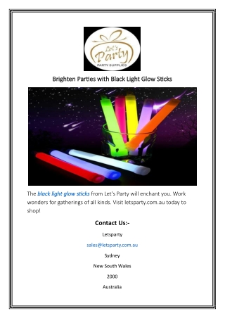 Brighten Parties with Black Light Glow Sticks
