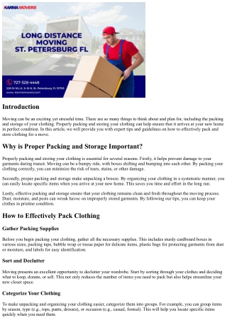 How to Effectively Pack and Store Clothing for a Move