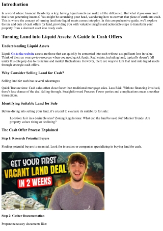 Turning Land into Liquid Assets: A Guide to Cash Offers