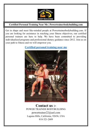Certified Personal Training Near Me | Powertrainerbodybuilding.com