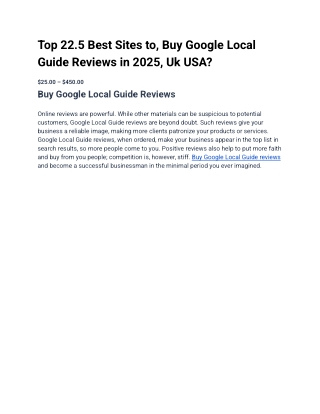 Buy Google Local Guide Reviews