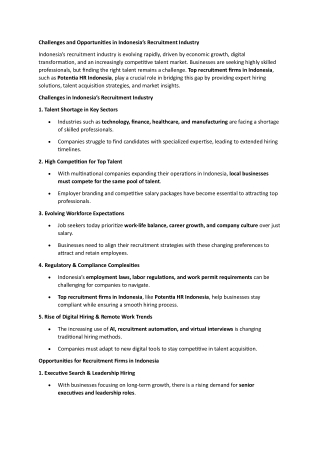 Challenges and Opportunities in Indonesia’s Recruitment Industry