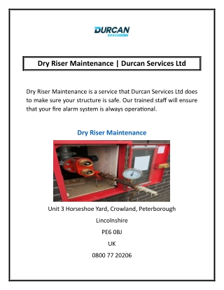 Dry Riser Maintenance | Durcan Services Ltd